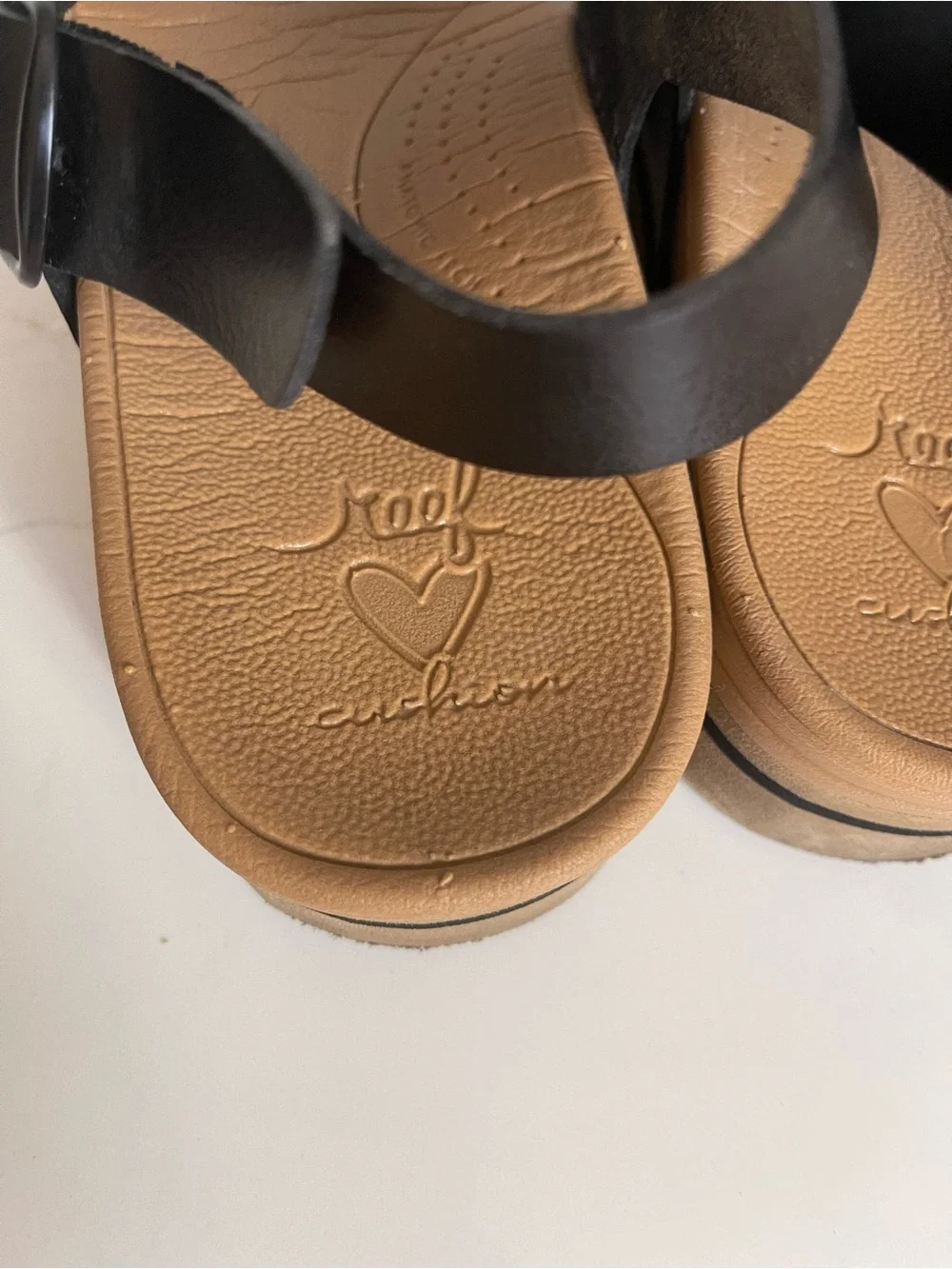 Reef Men's Black Strap Sandals with Brown Footbed
